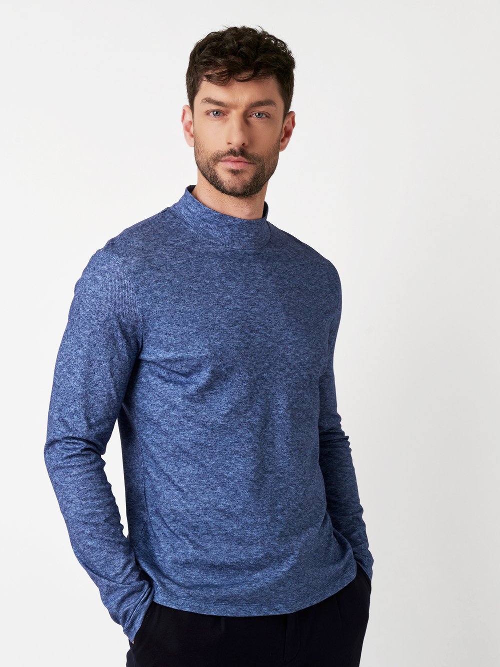 T-Shirt | Style »Casual Turtleneck« blue flannel