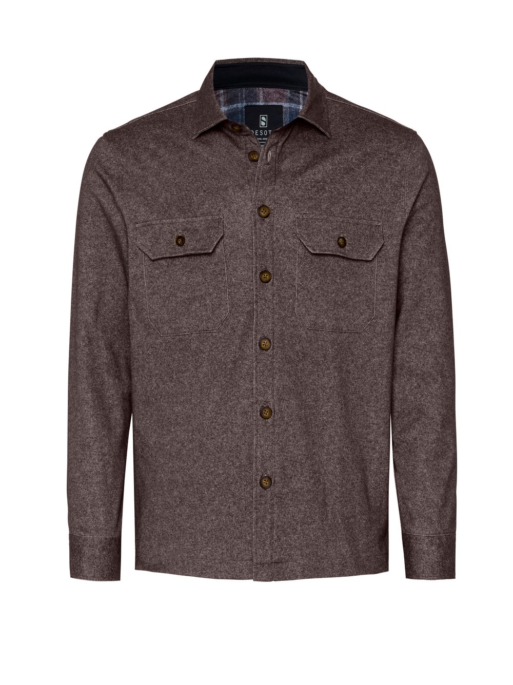 Herrenhemd Casual Shacket in brown twill, freigestellte Produktansicht