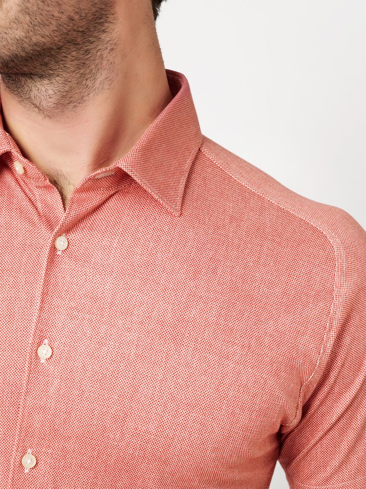 Mens shirt casual kent in apricot oxford, detail view