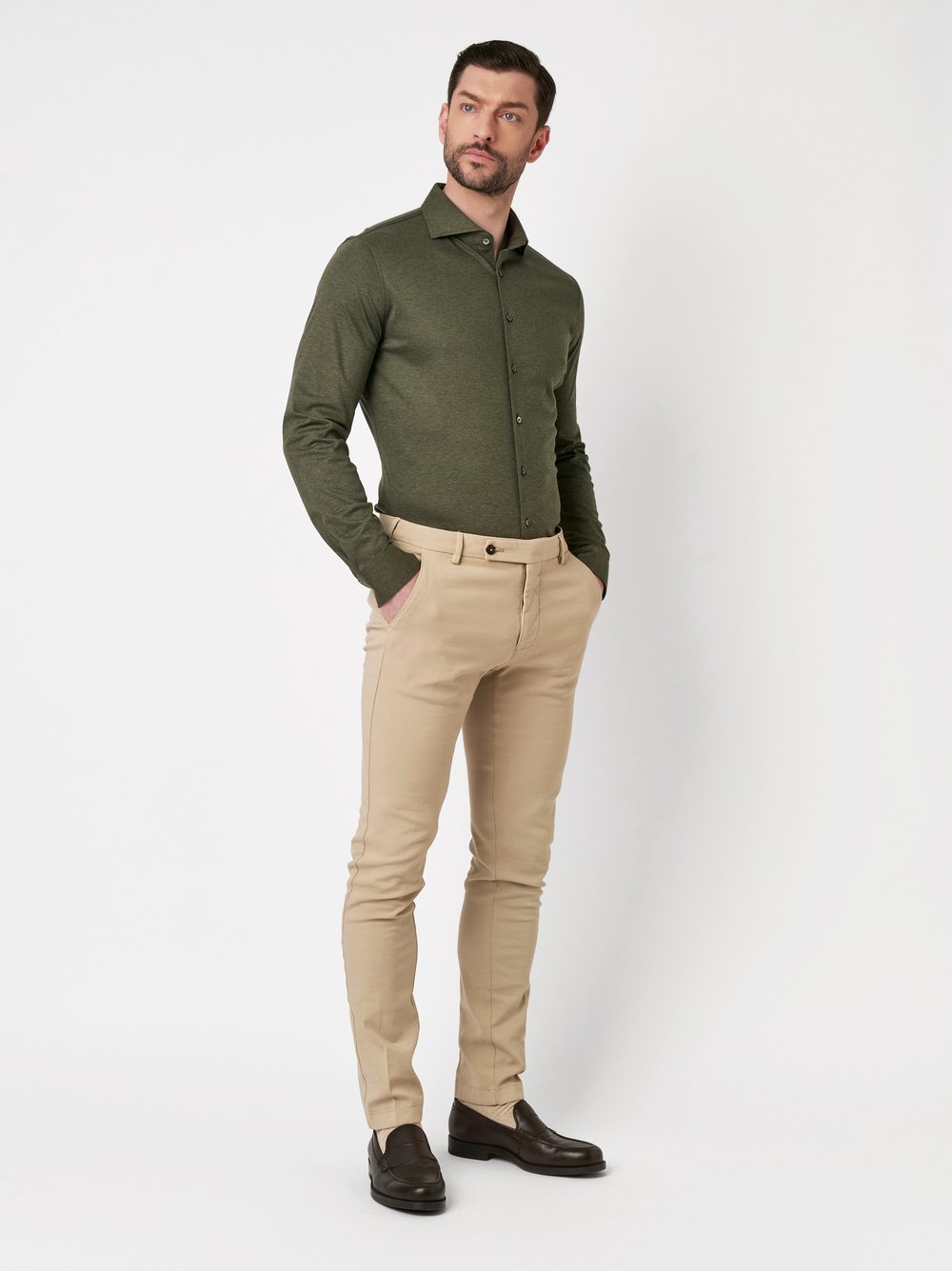 Shirt Luxury Hai green melange outfit view