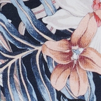 Color swatch of shirt in apricot and blue flowers