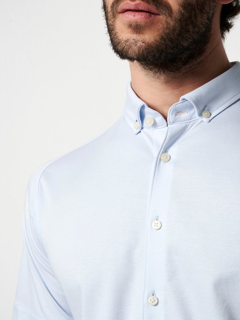 Hemd Modern Button Down solid blue Detailansicht