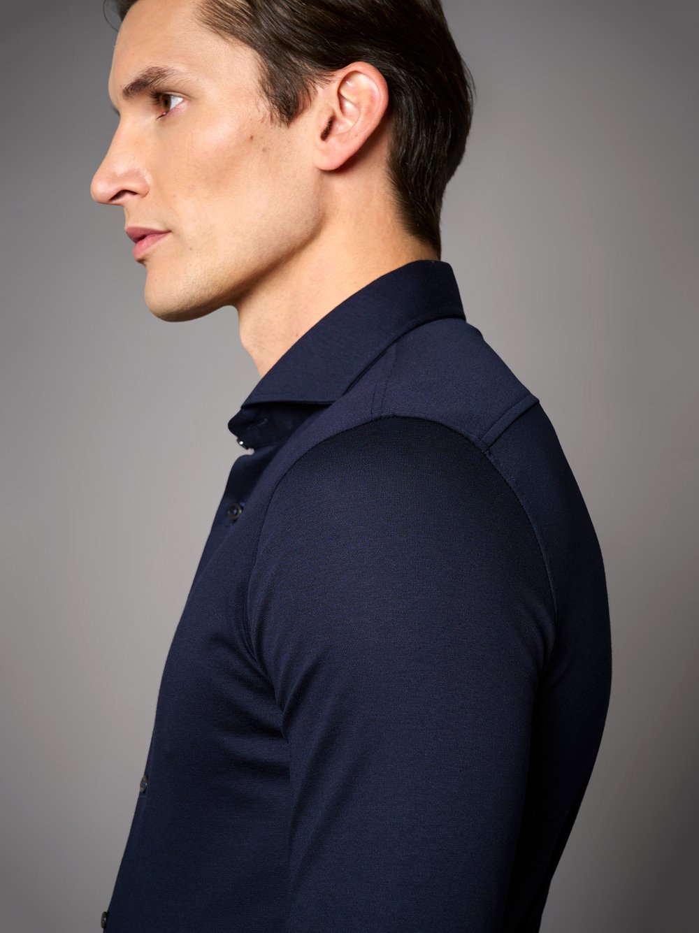Hemd Luxury Hai solid dark blue Detailansicht