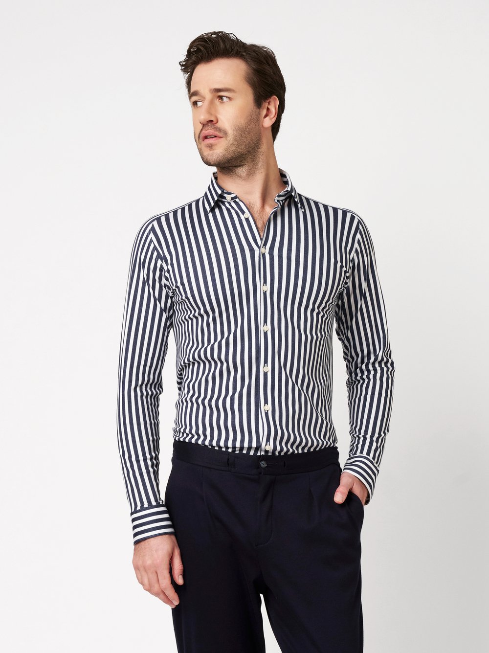 Shirt | Style »Casual Kent« dark blue stripes