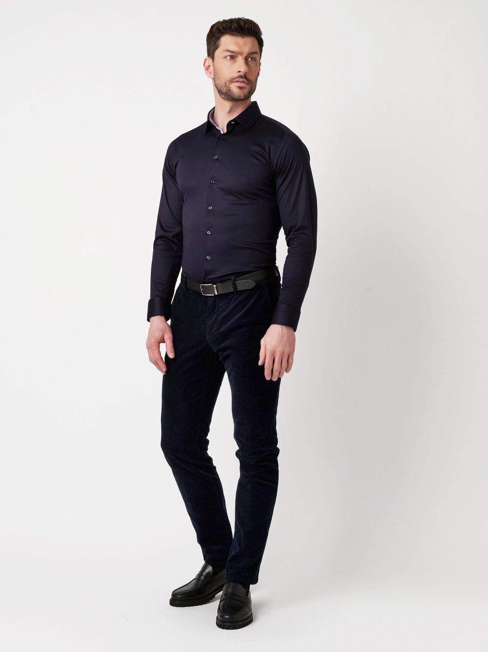 Shirt Casual Kent solid navy   outfit view
