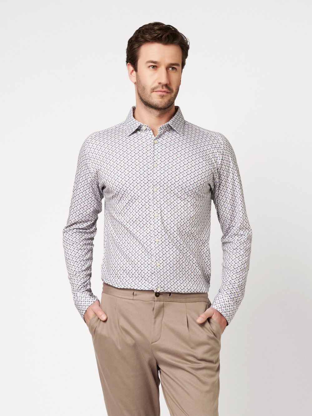 Shirt | Style »Casual Kent« beige bluish twist