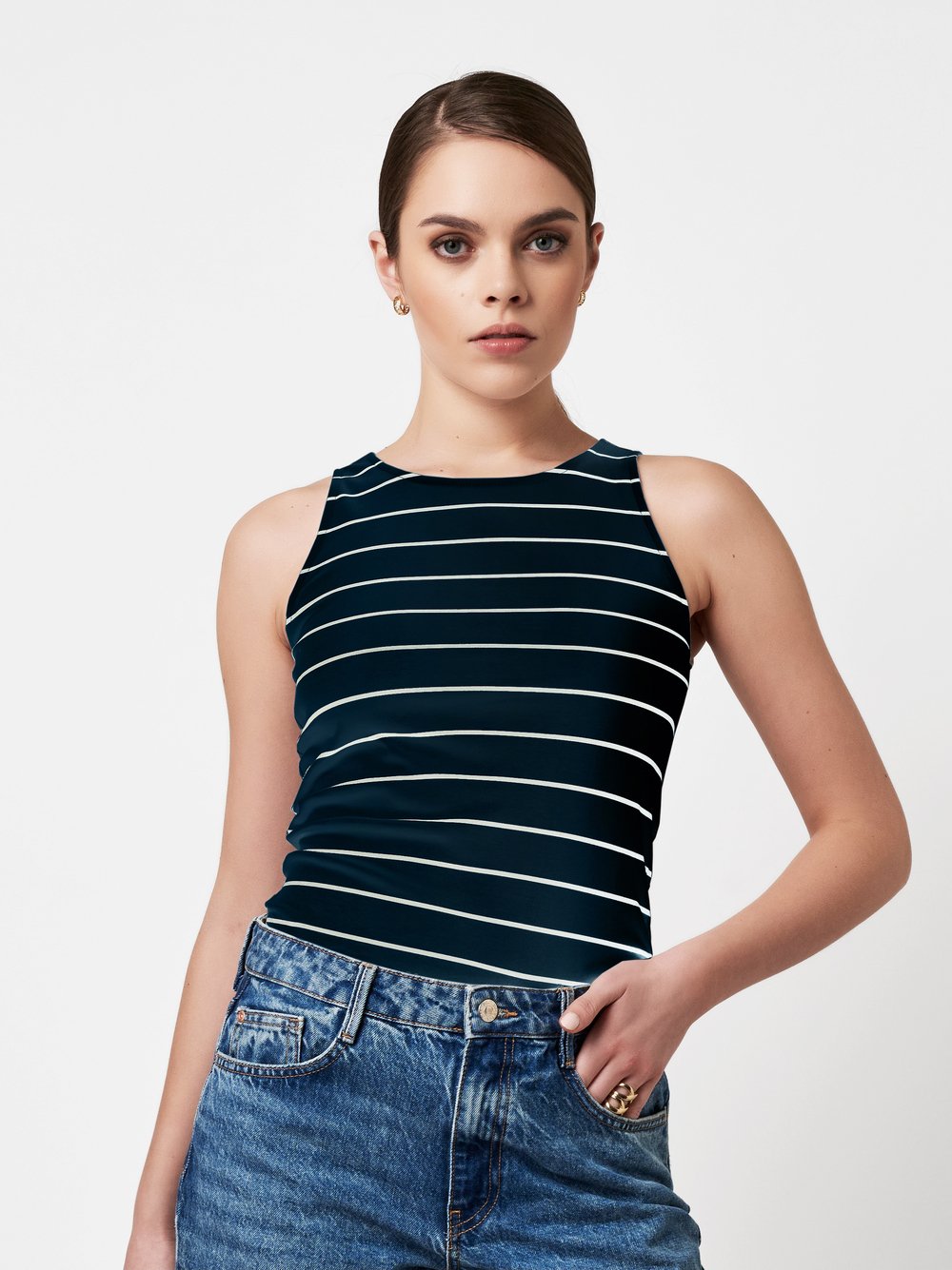 Top | Style »Ava« navy white horizontal stripe