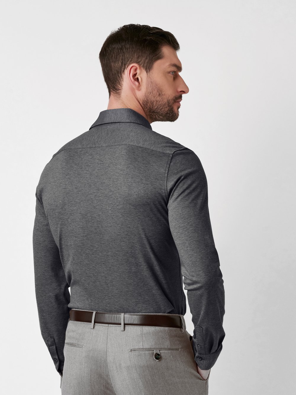 Shirt Luxury Hai dark grey melange rear view