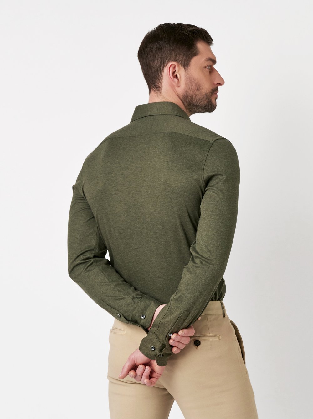 Shirt Luxury Hai green melange rear view
