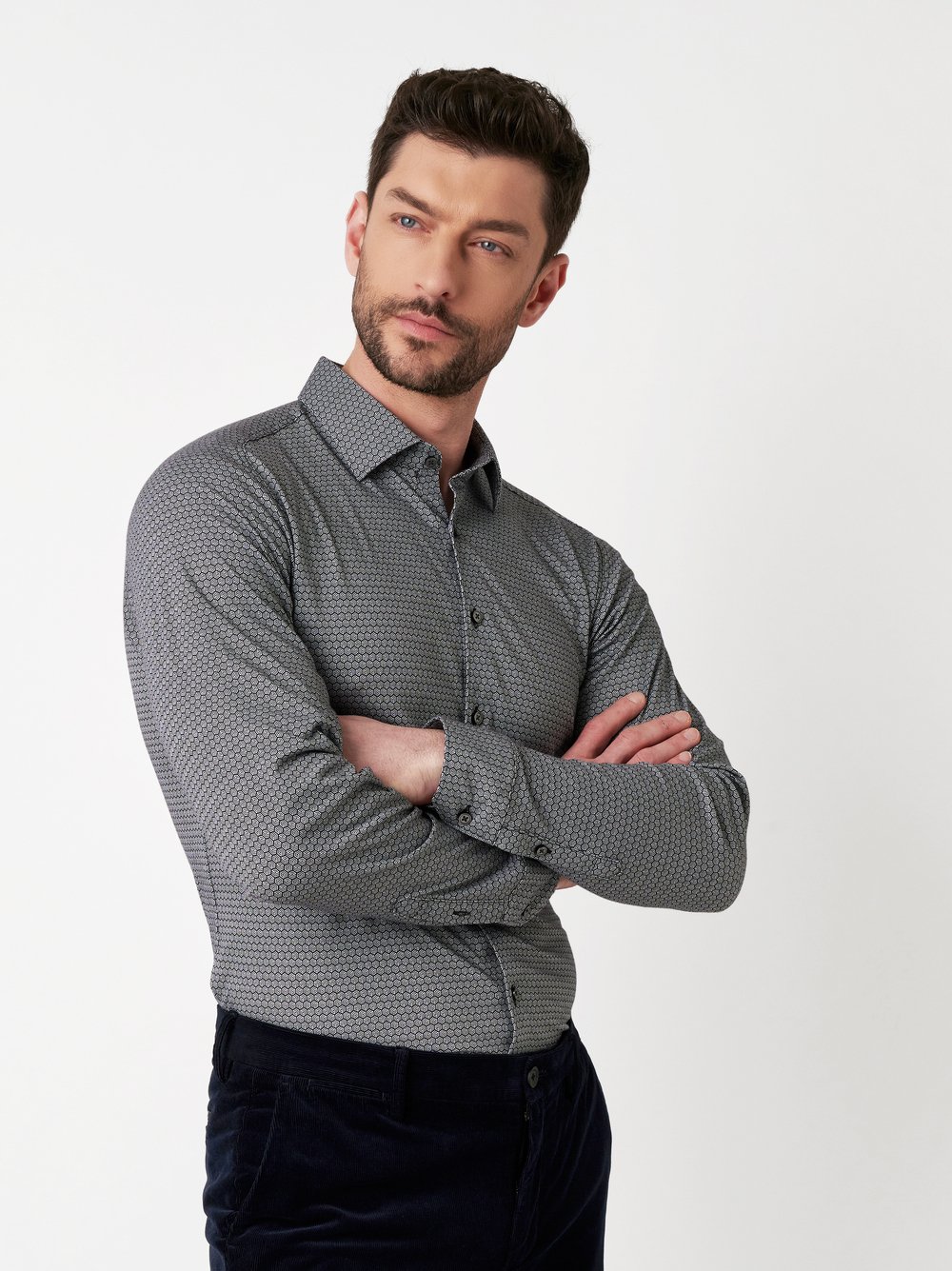 Shirt | Style »Casual Kent« black white cubes