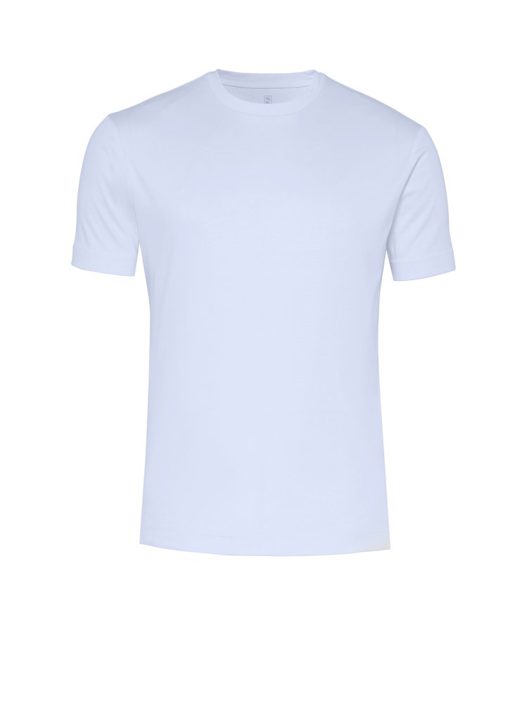 Mens T-shirt casual roundneck in solid light blue, product view