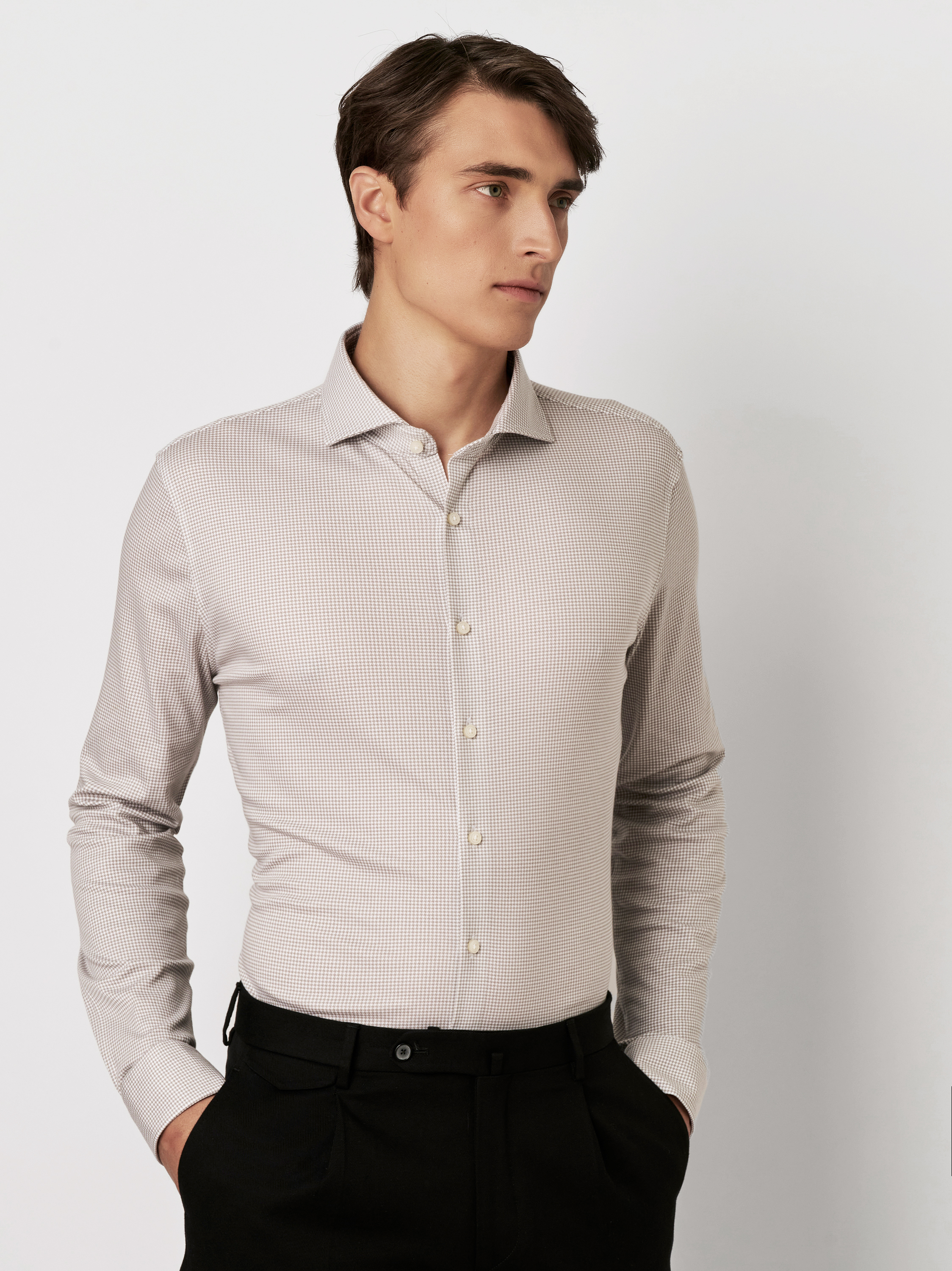 Hemd Essential Hai grey houndstooth Vorderansicht Hemd Essential Hai grey houndstooth Vorderansicht