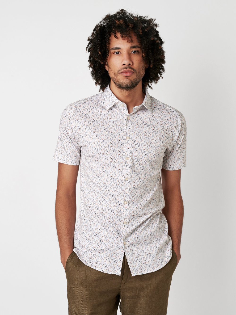 Shirt | Style »Casual Kent« watercolor dashes orange