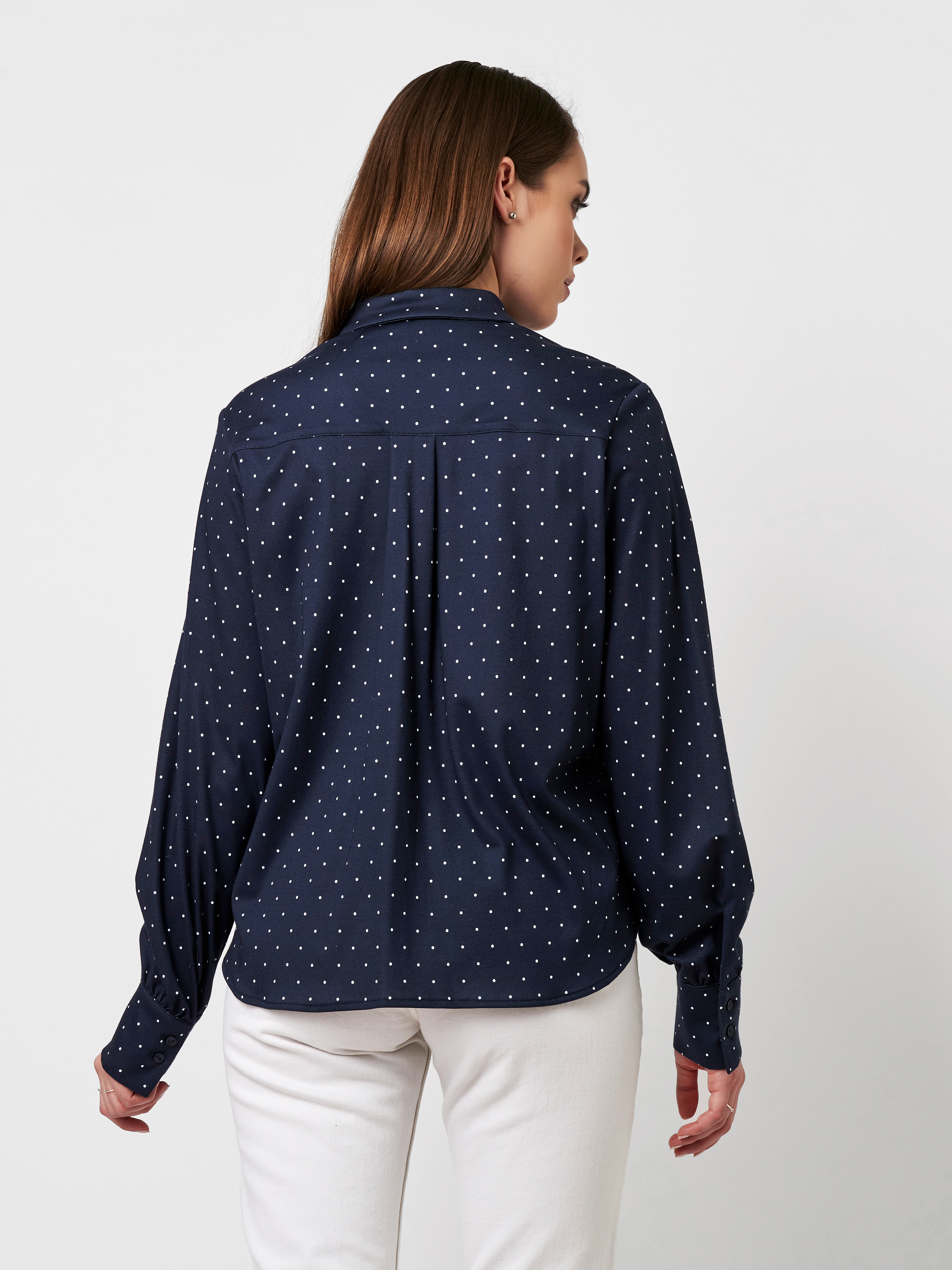 Bluse Lizzy navy with white dots Rueckansicht Bluse Lizzy navy with white dots Rueckansicht