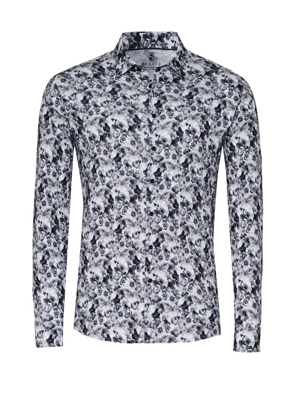 Mens shirt casual kent in greyish flowers, product view