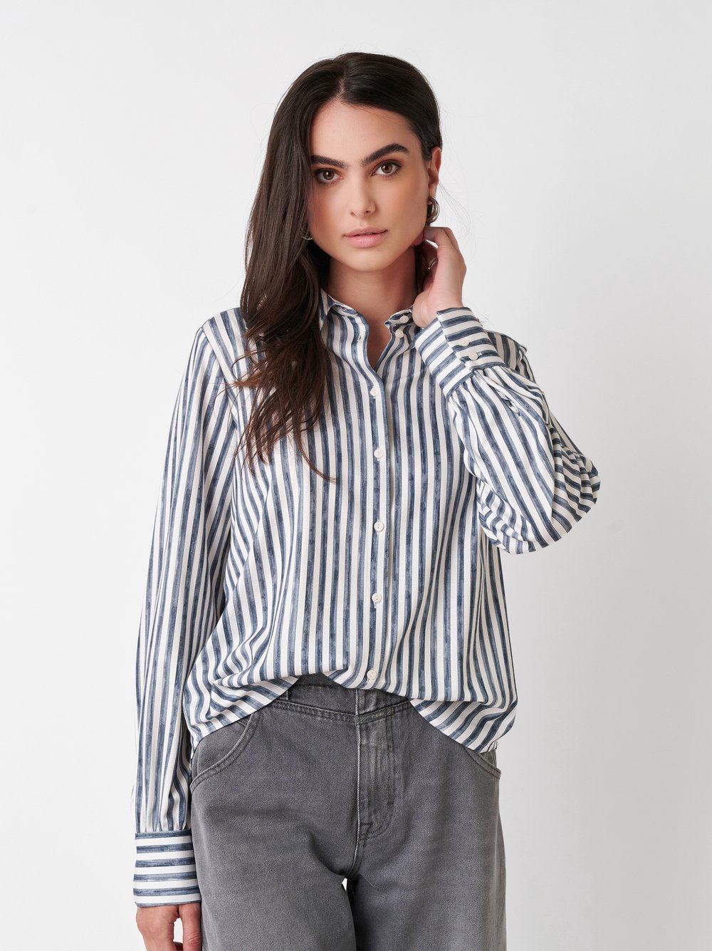 Bluse | Style »Lizzy« aquarell denim stripe