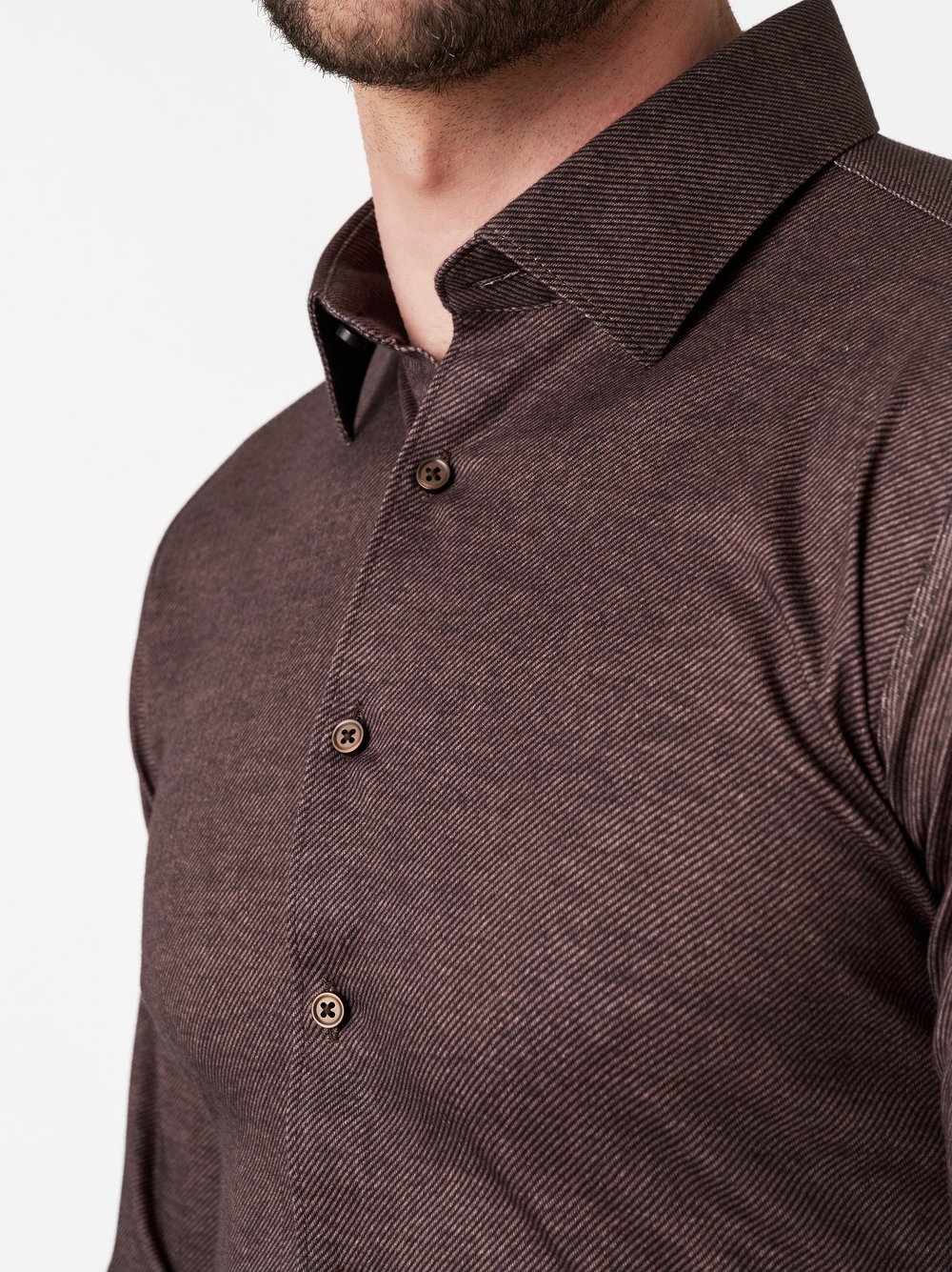 Shirt Casual Kent chocolate twill detail view