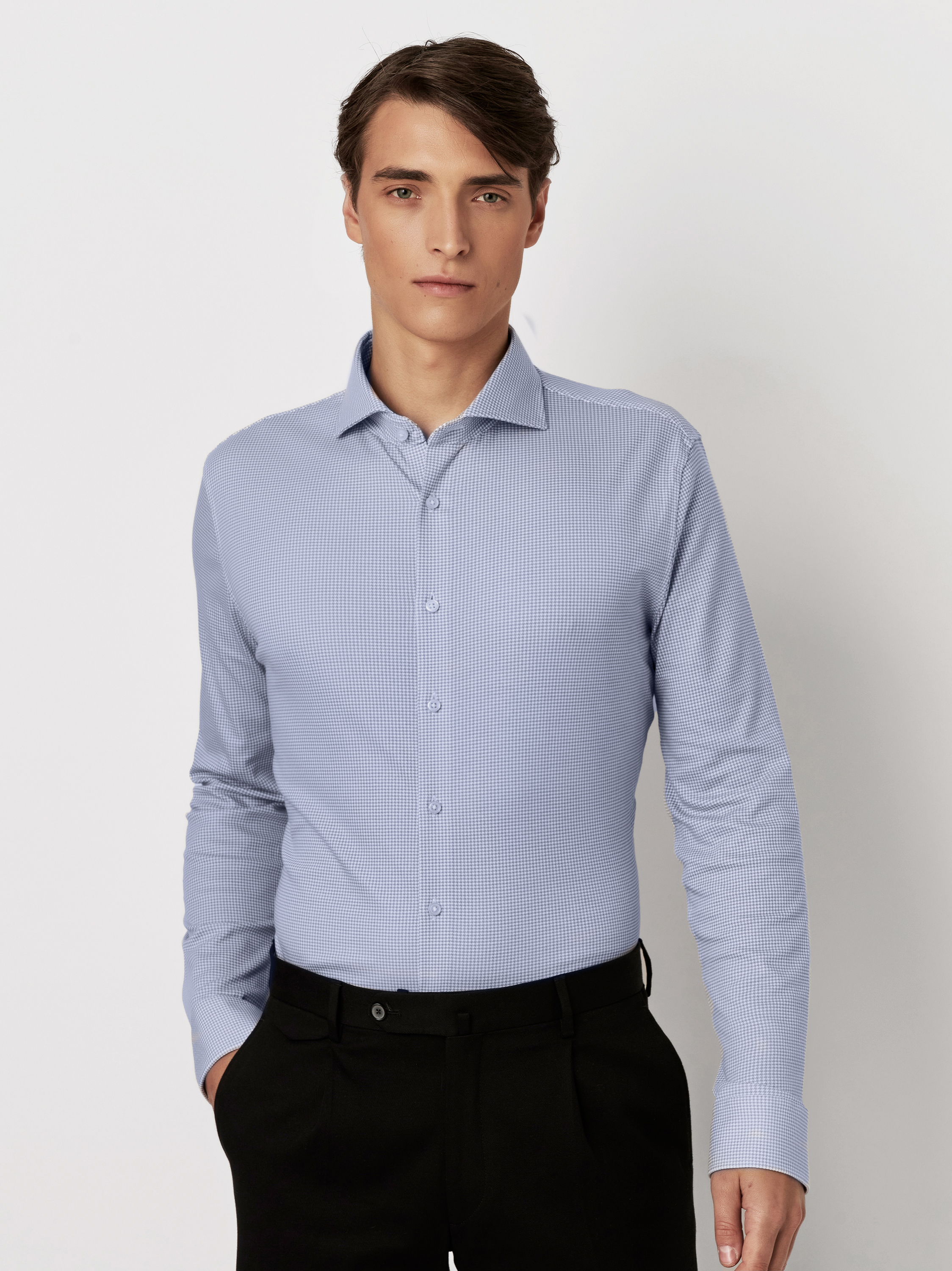 Hemd Essential Hai navy houndstooth Vorderansicht Hemd Essential Hai navy houndstooth Vorderansicht