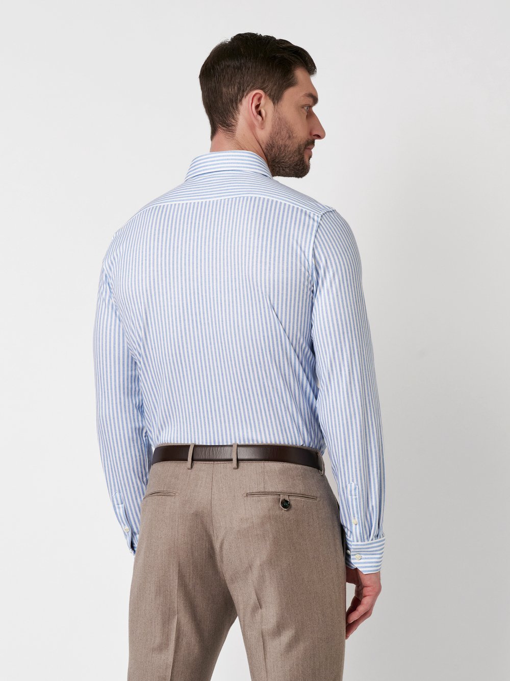 Shirt Luxury Hai light blue white stripes rear view Shirt Luxury Hai light blue white stripes rear view