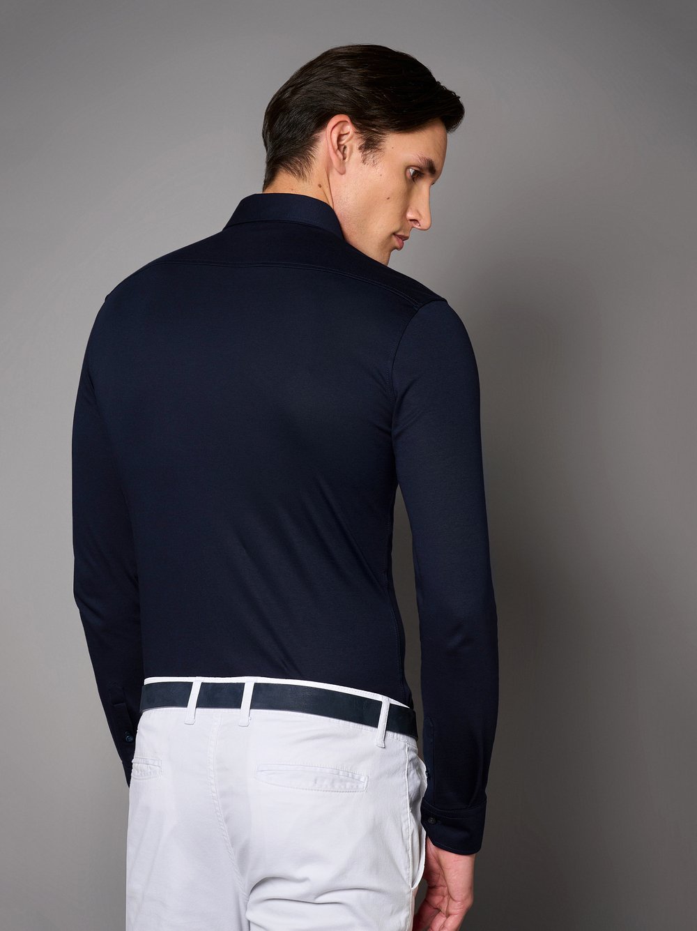 Hemd Luxury Hai solid dark blue Rueckansicht