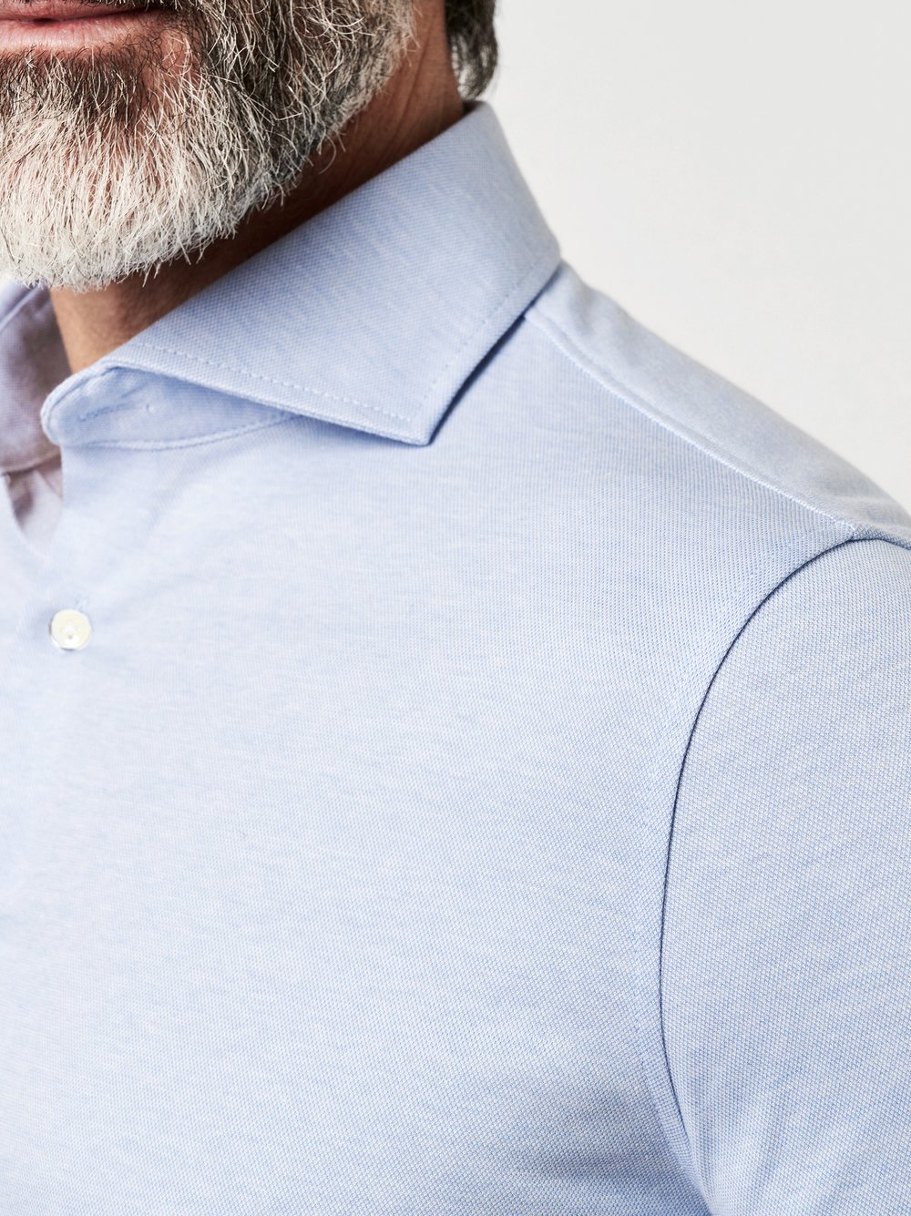 Herrenhemd Luxury Hai in blue melange, Detailansicht