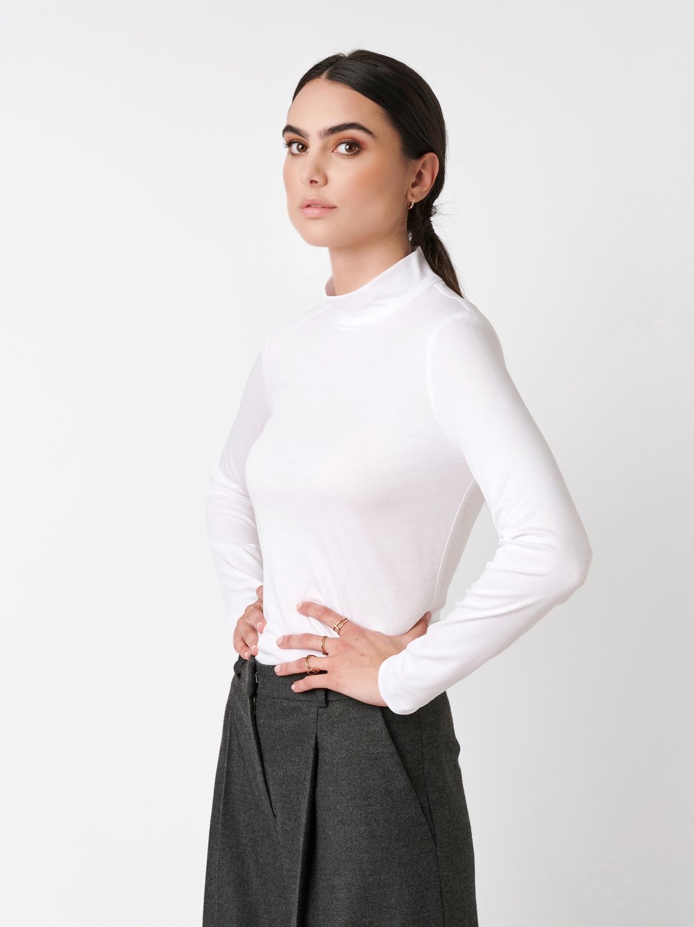 Pullover Anna white popeline Vorderansicht