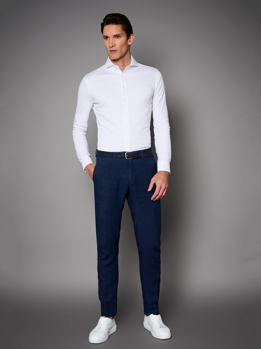 Hemd Luxury Hai white pique Outfitansicht