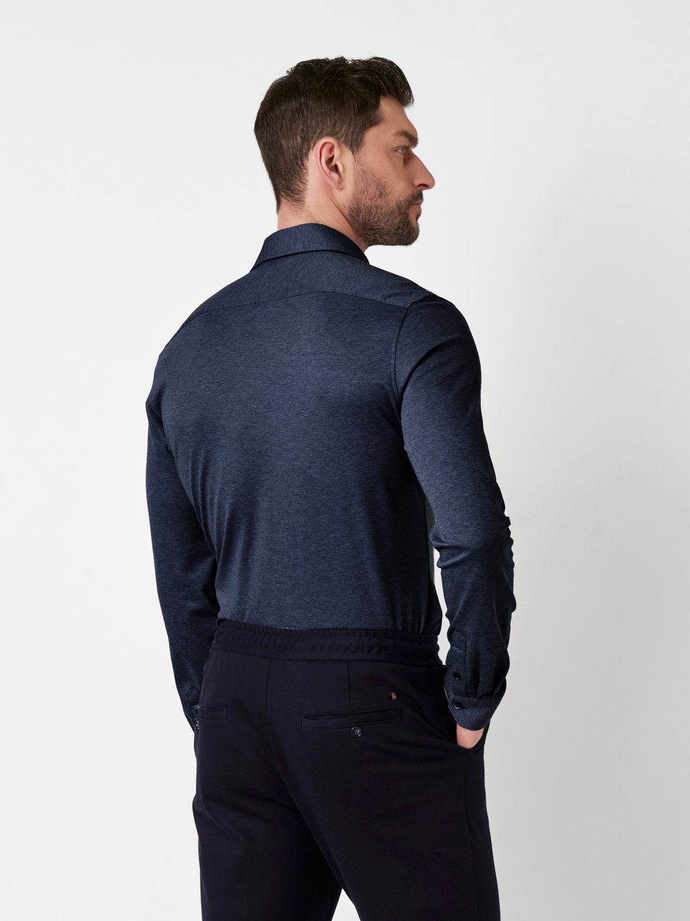 Shirt Luxury Hai navy melange rear view