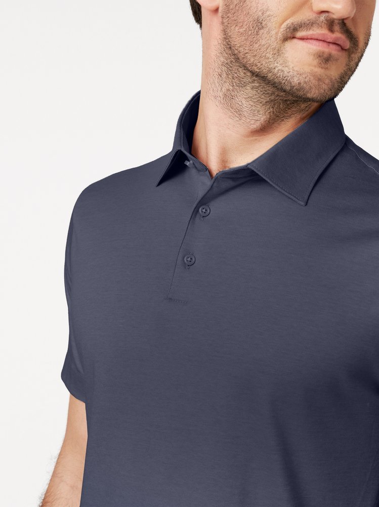 Herrenpolo Essential Kent in navy pique, Detailansicht