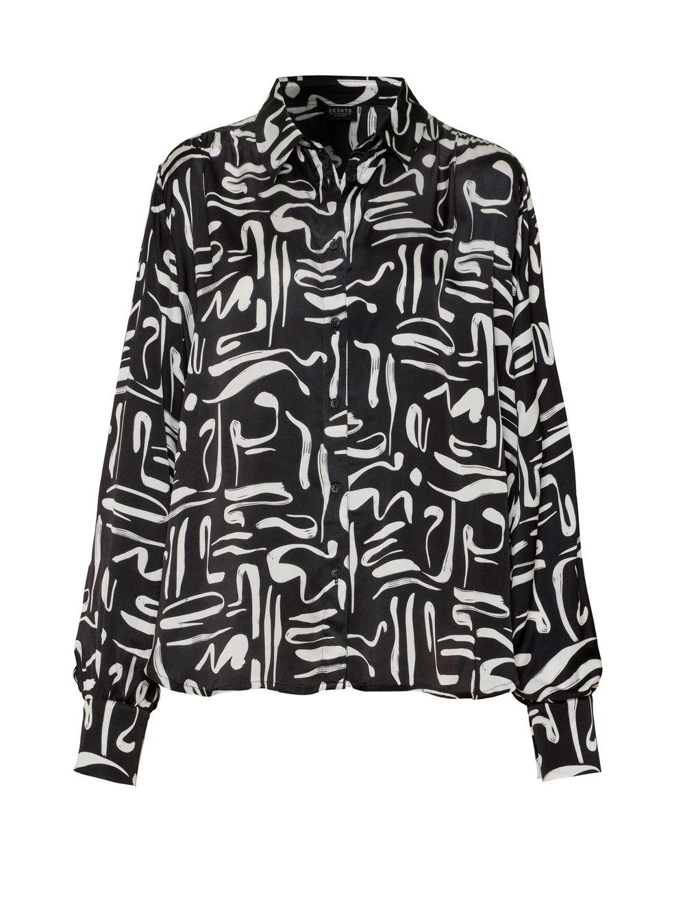 Blouse Lena handpainted creme on black hollow