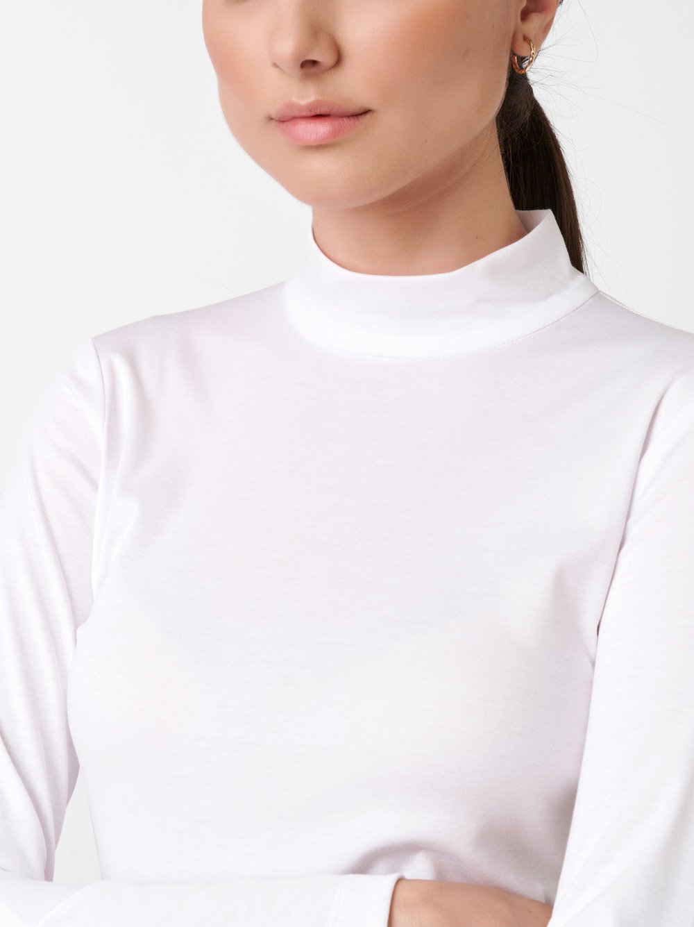 Sweater Anna white popeline detail view Sweater Anna white popeline detail view