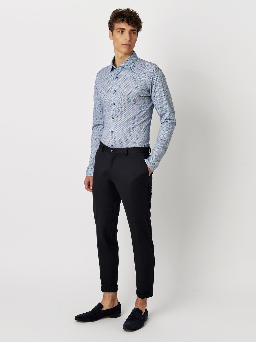 Hemd Casual Kent bluish quadratic combs Outfitansicht