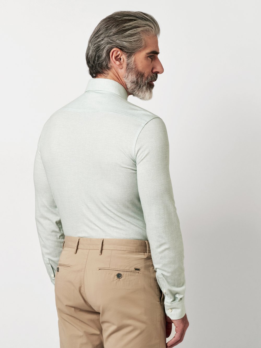 Shirt Luxury Hai lightgreen minimal dots rear view Shirt Luxury Hai lightgreen minimal dots rear view