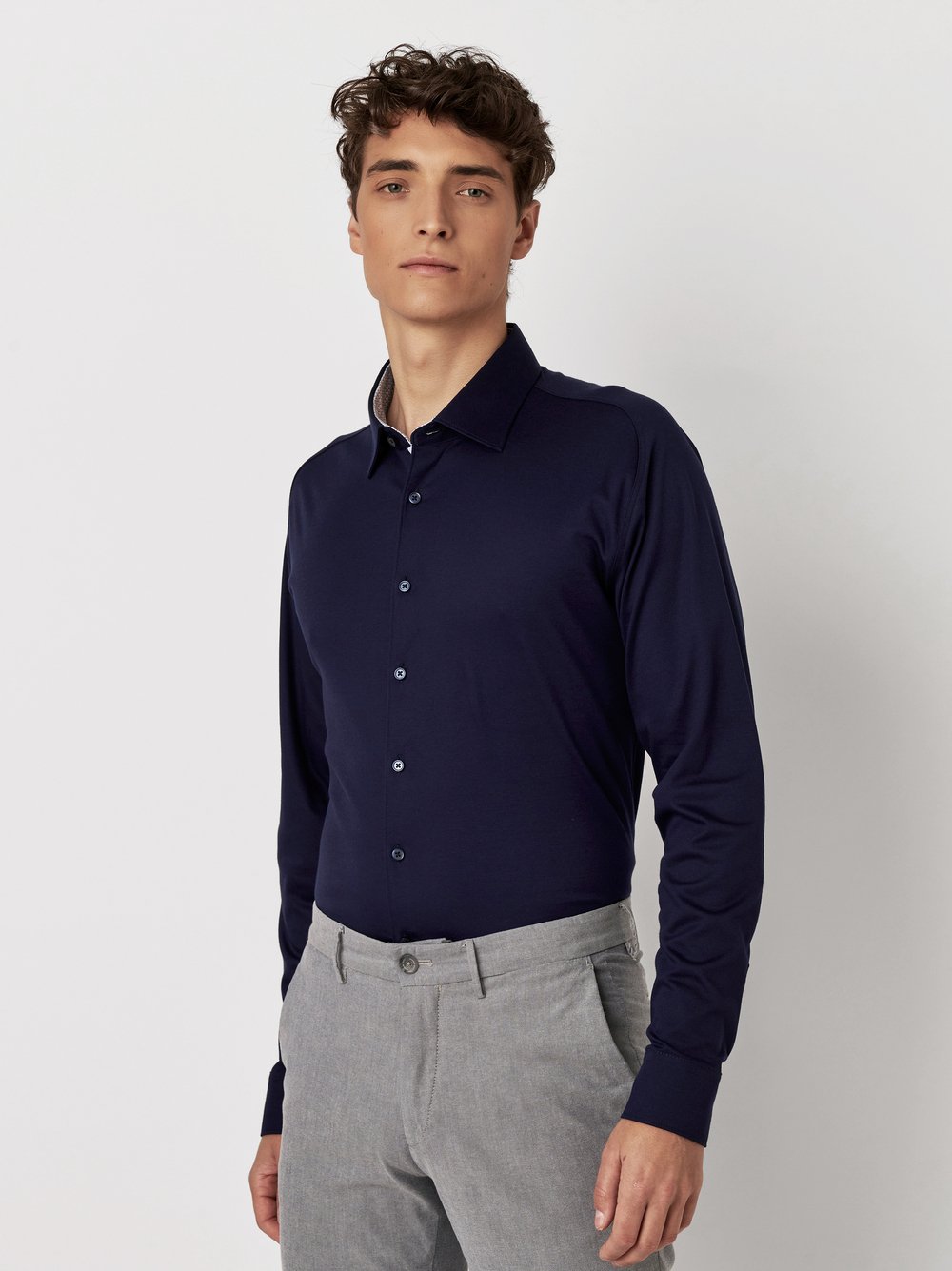 Shirt Casual Kent solid dark navy front view Shirt Casual Kent solid dark navy front view