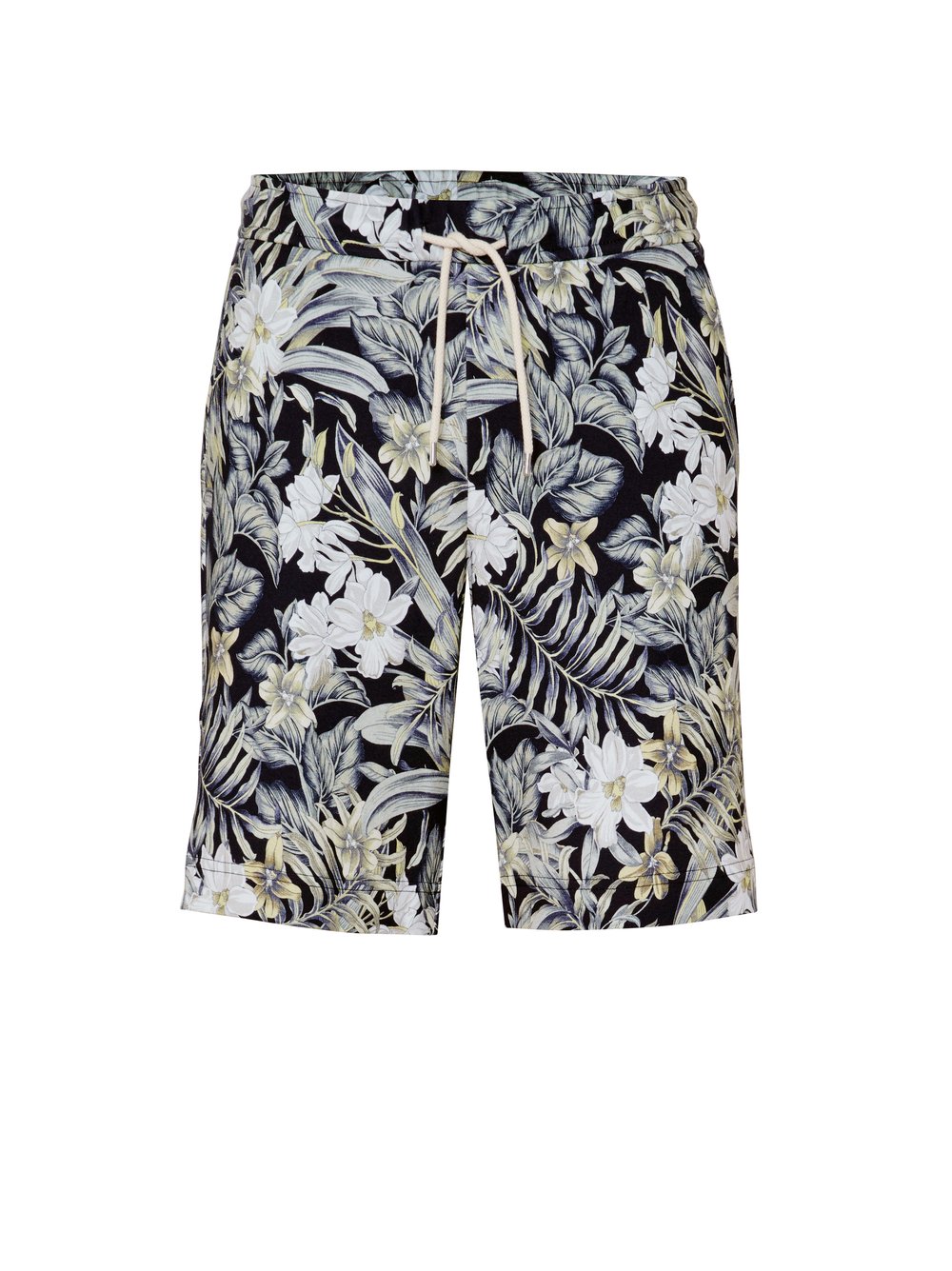 Mens shorts casual in pastel green flowers, product view