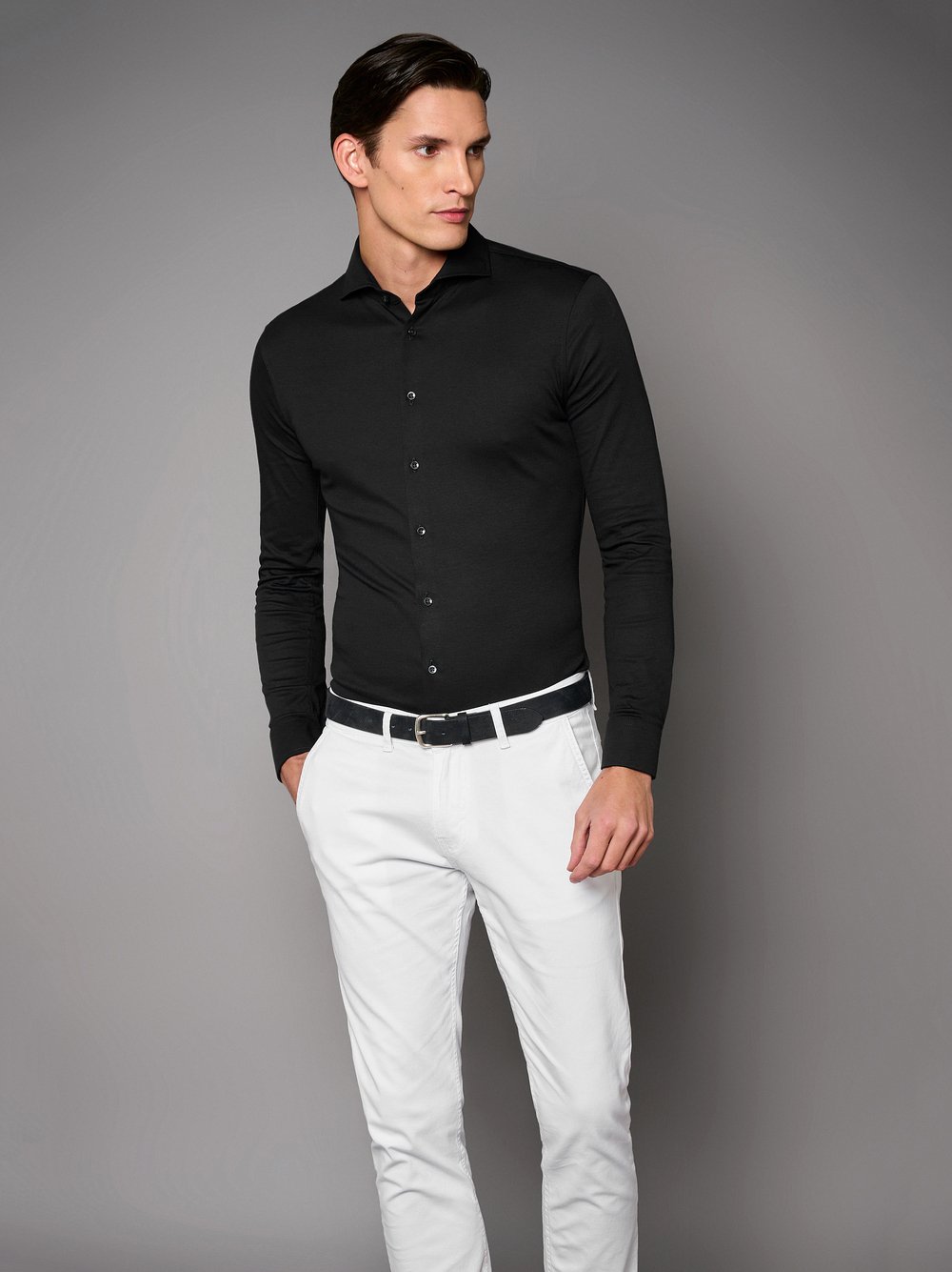 Hemd Luxury Hai solid black Outfitansicht