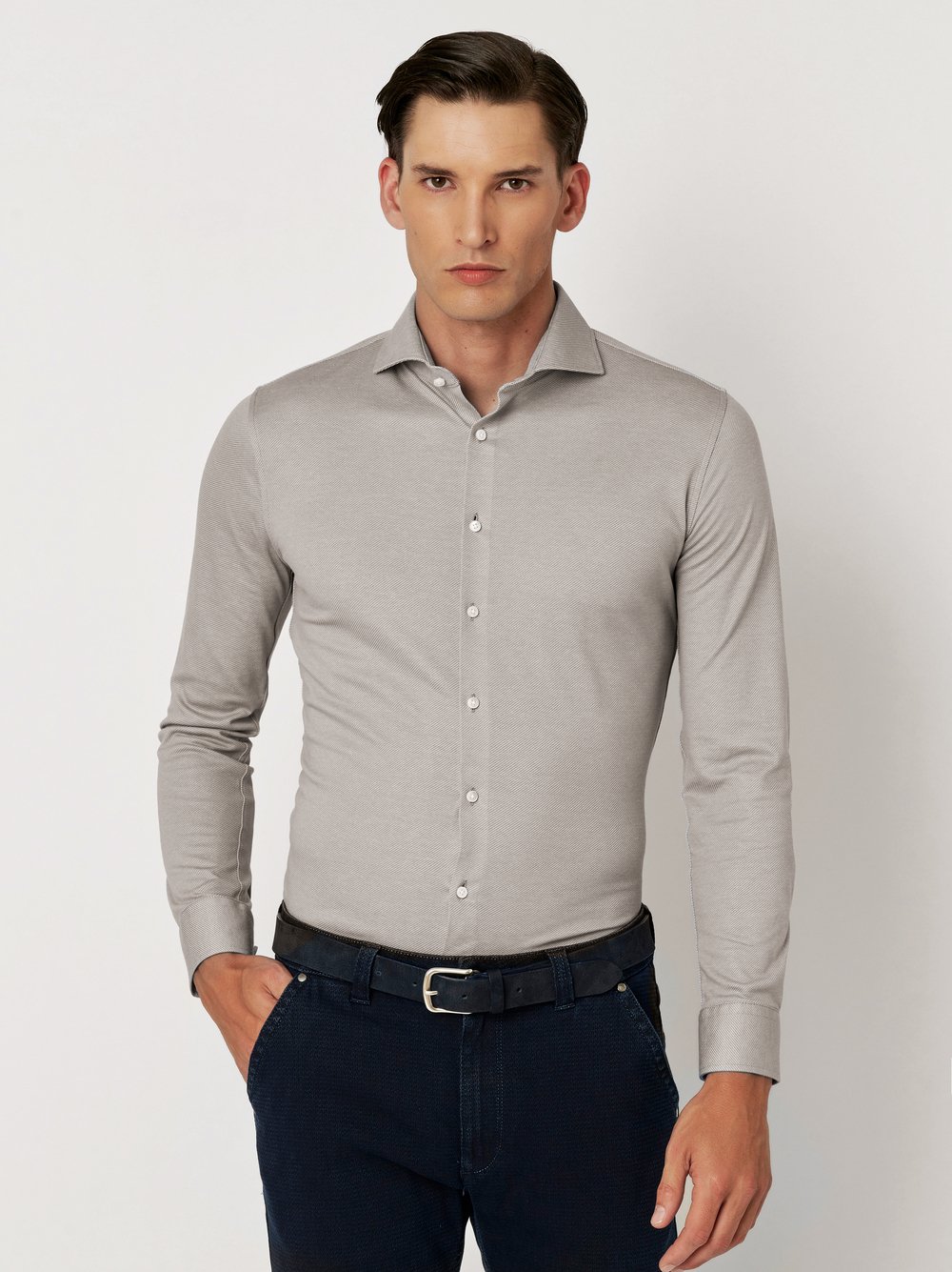 Shirt | Style »Luxury Hai« light grey twill