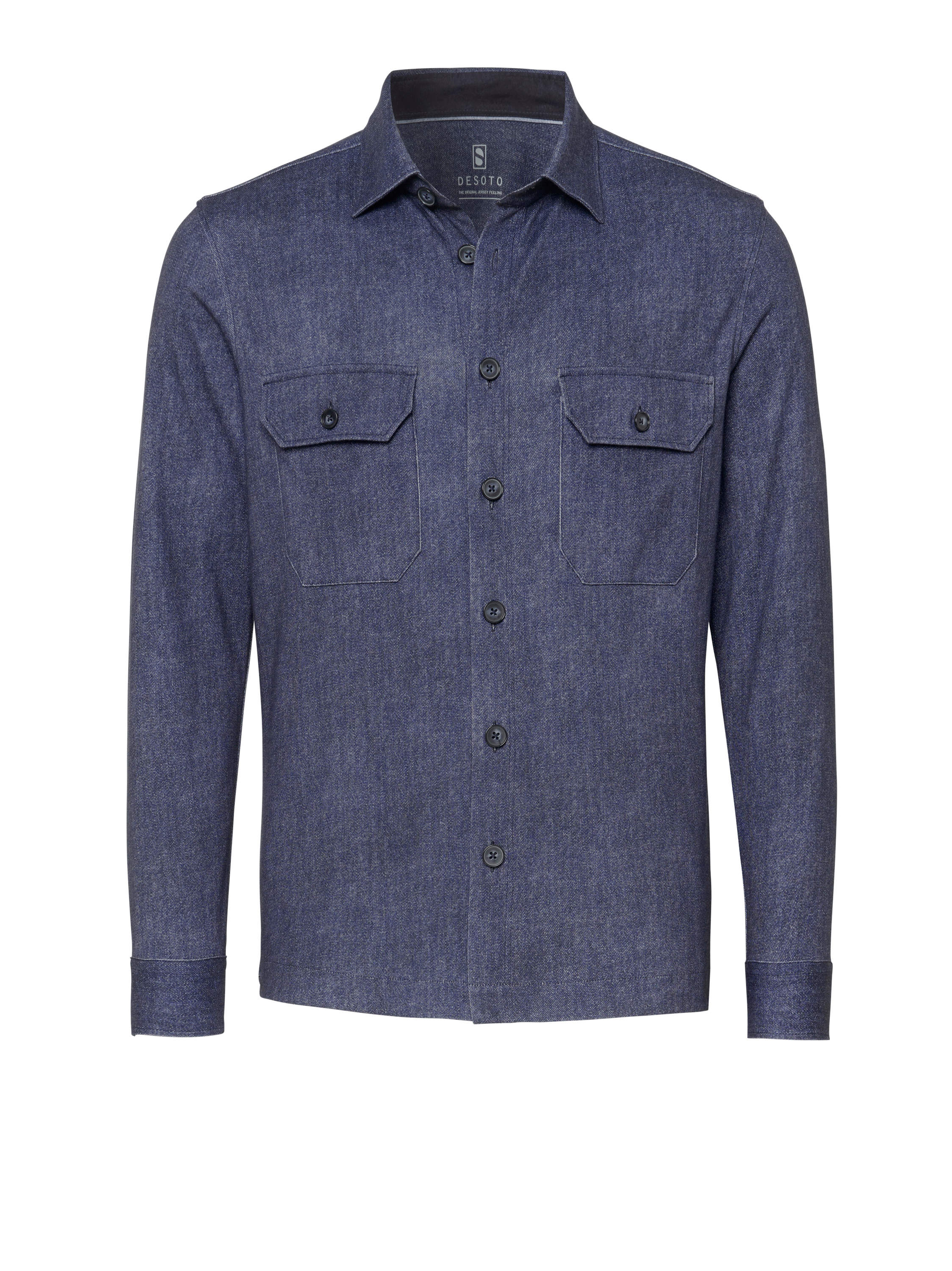 Mens shirt casual overshirt kent in dark blue denim, product view
