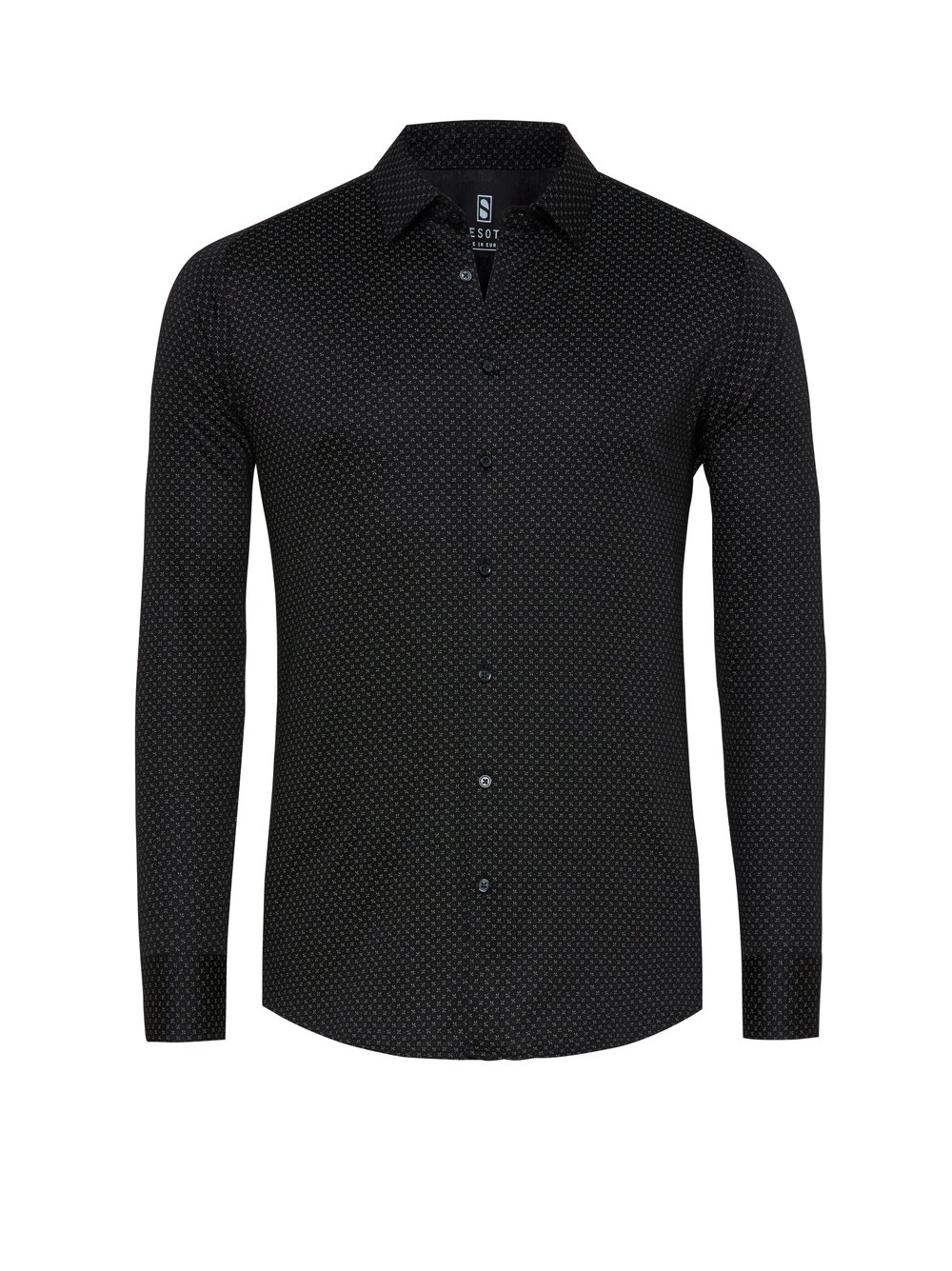 Shirt Casual Kent black beige flowers hollow Shirt Casual Kent black beige flowers hollow