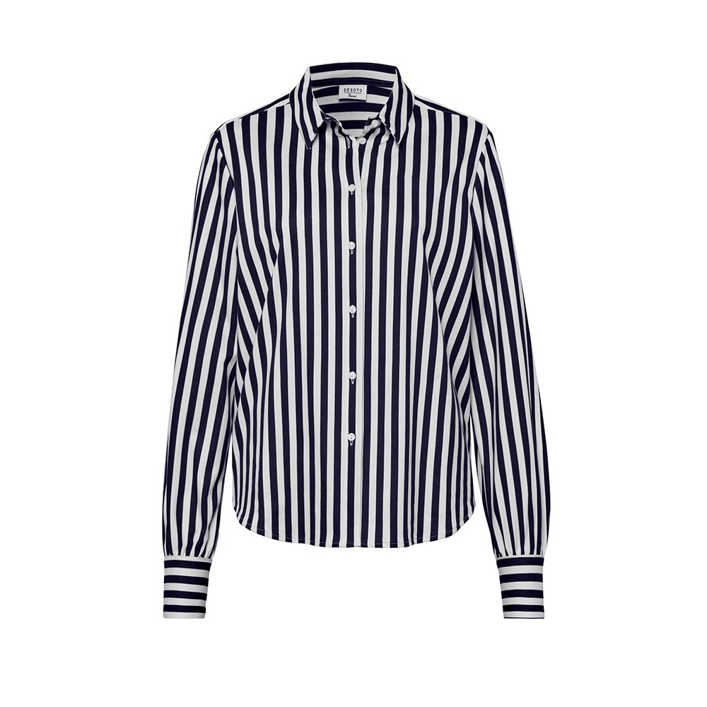 Blouse Lizzy navy bold stripes hollow