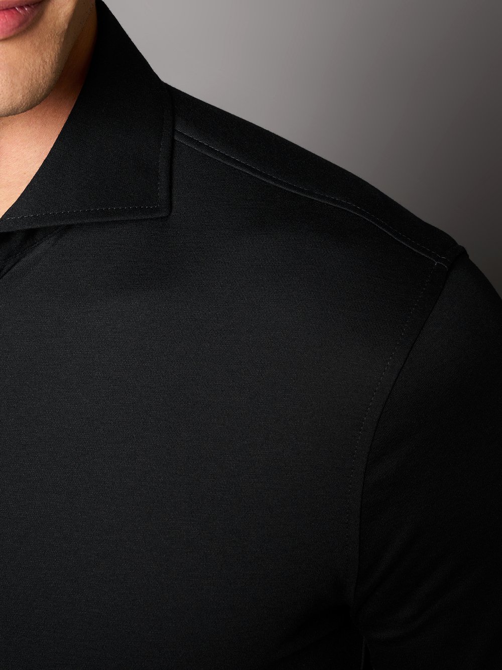 Hemd Luxury Hai solid black Detailansicht