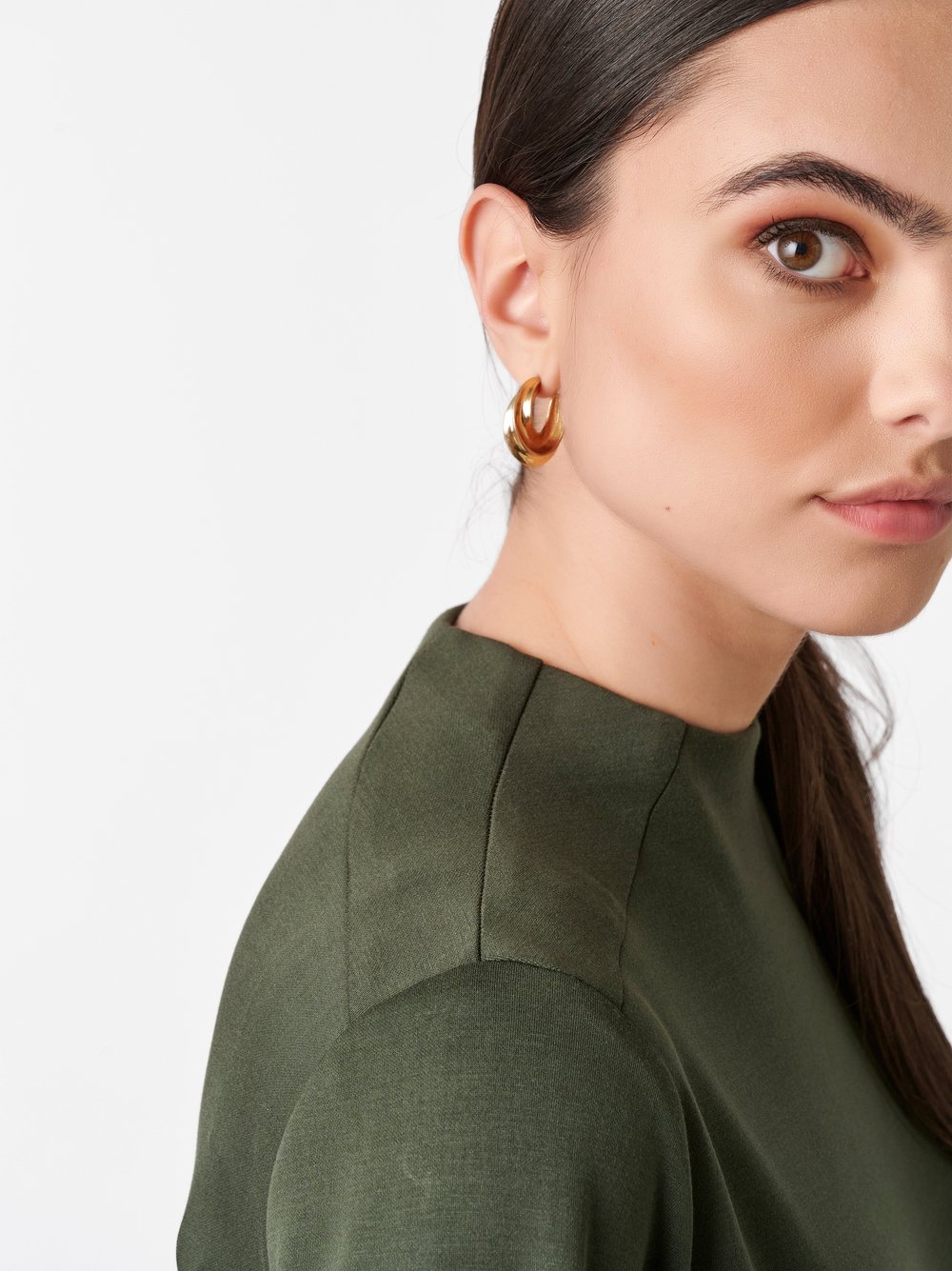 Dress Nadine dark green detail view Dress Nadine dark green detail view