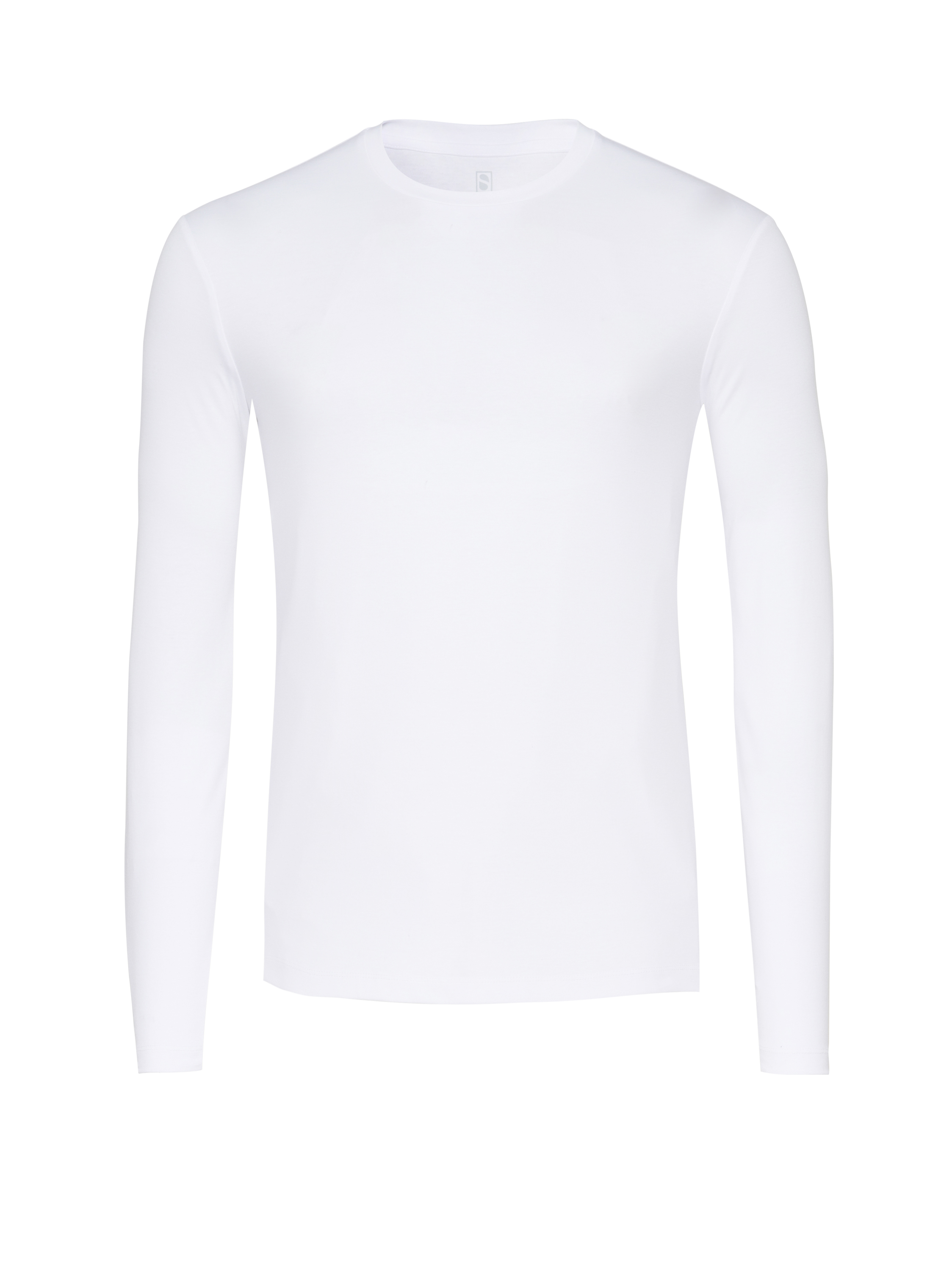 Mens T-shirt casual roundneck in white solid, product view