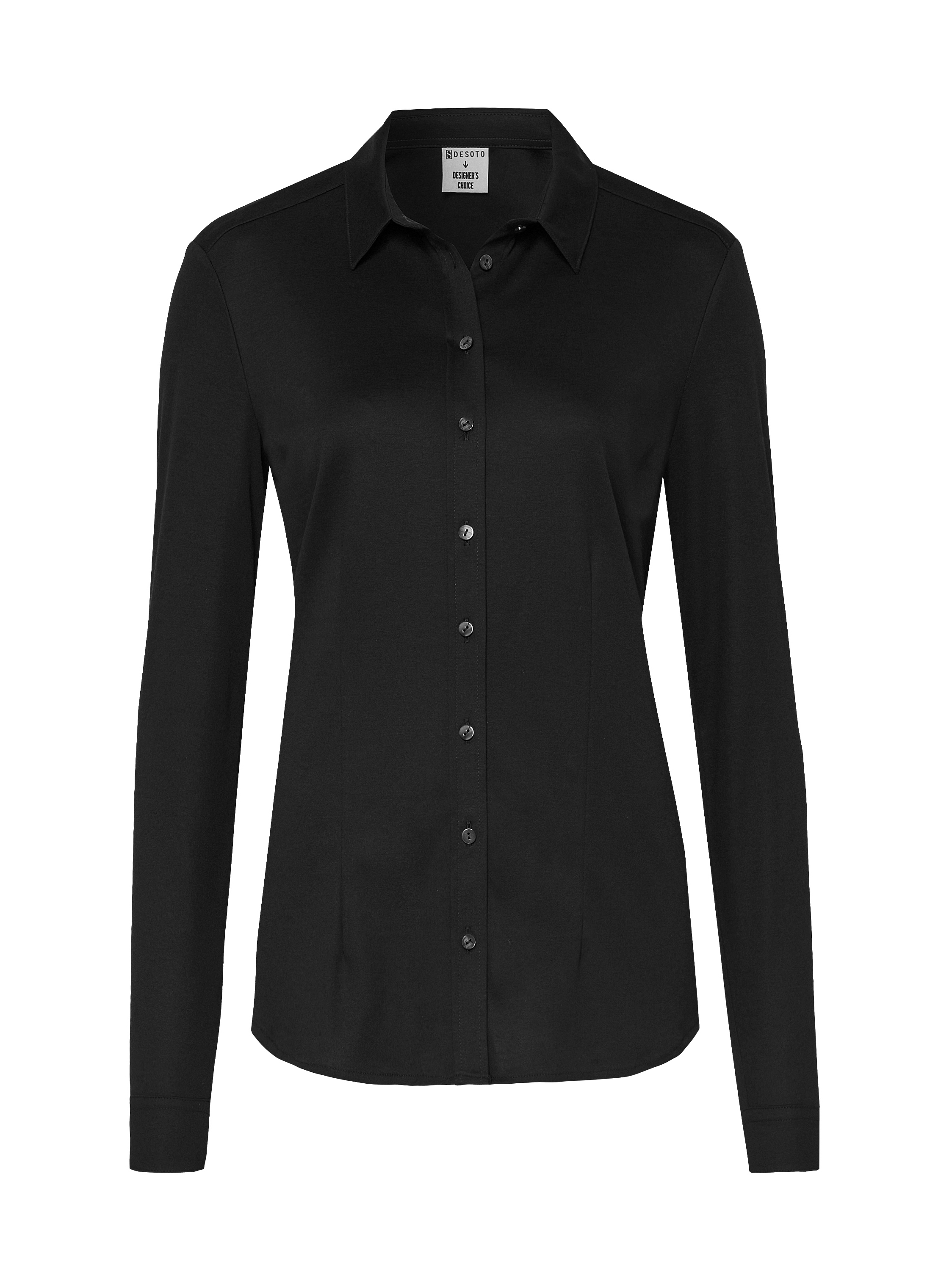 Damenbluse Pia in solid black, freigestellte Produktansicht
