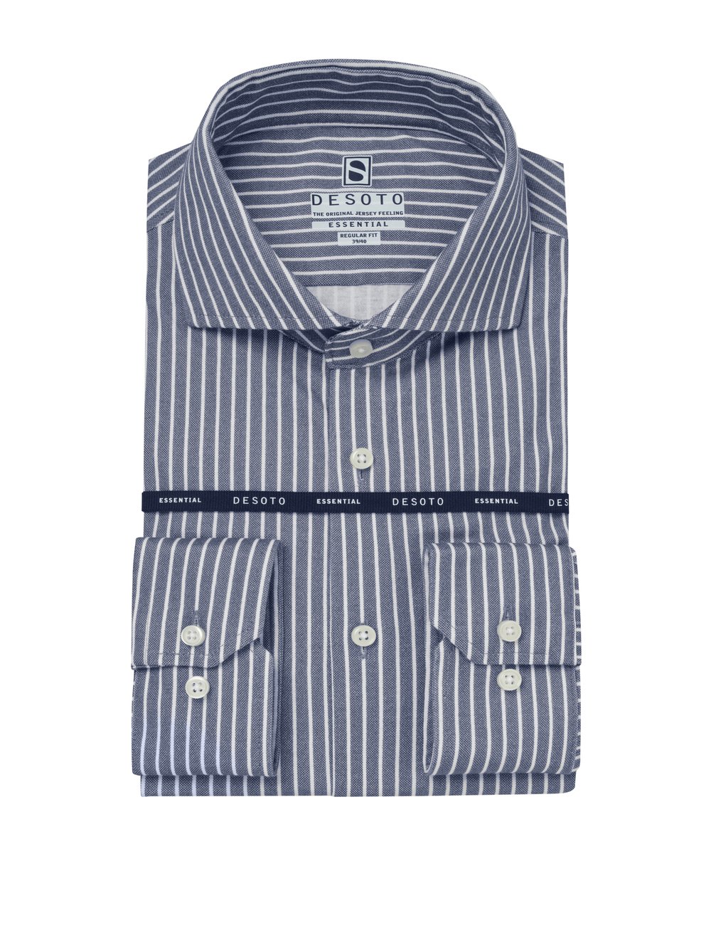 Mens shirt essential hai in blue white stripes, product view