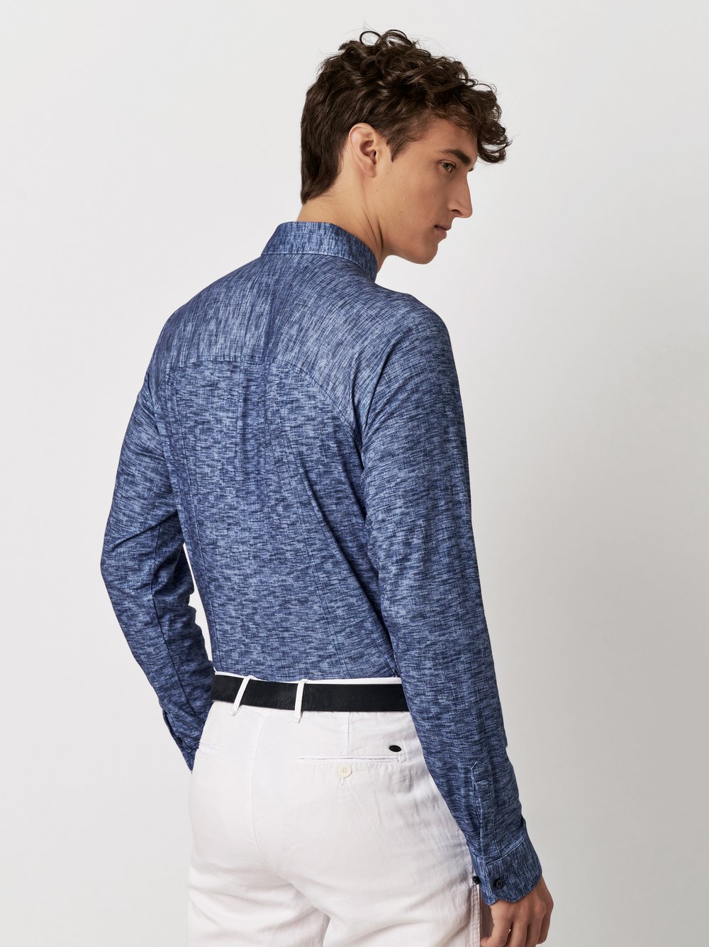 Hemd Casual Kent monochrome linen navy Rueckansicht