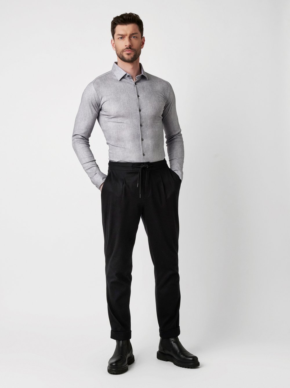 Shirt Casual Kent grey denim outfit view