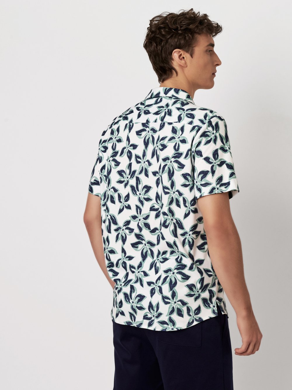 Hemd Casual Lido green blue leaf Rueckansicht