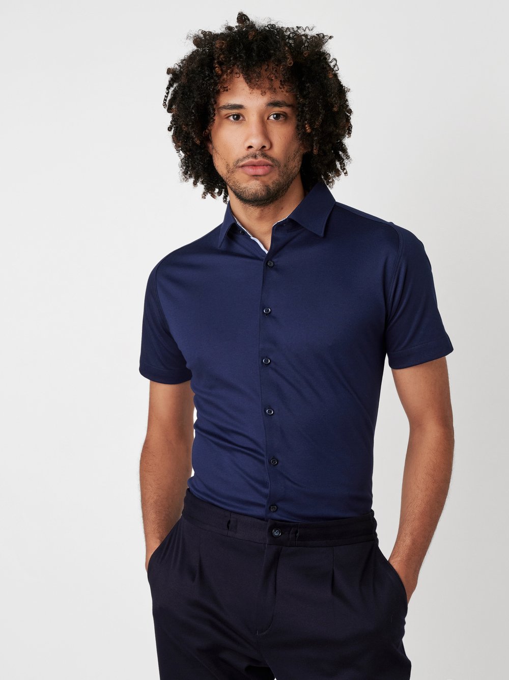 Hemd Casual Kent solid dark navy Vorderansicht
