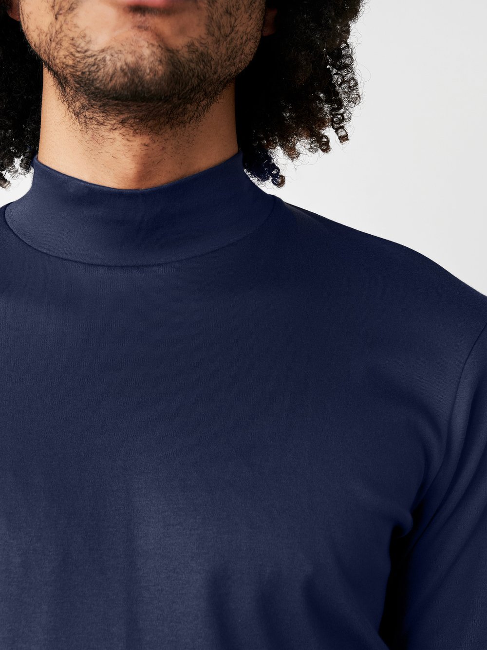 T-Shirt Casual Turtleneck solid navy   detail view